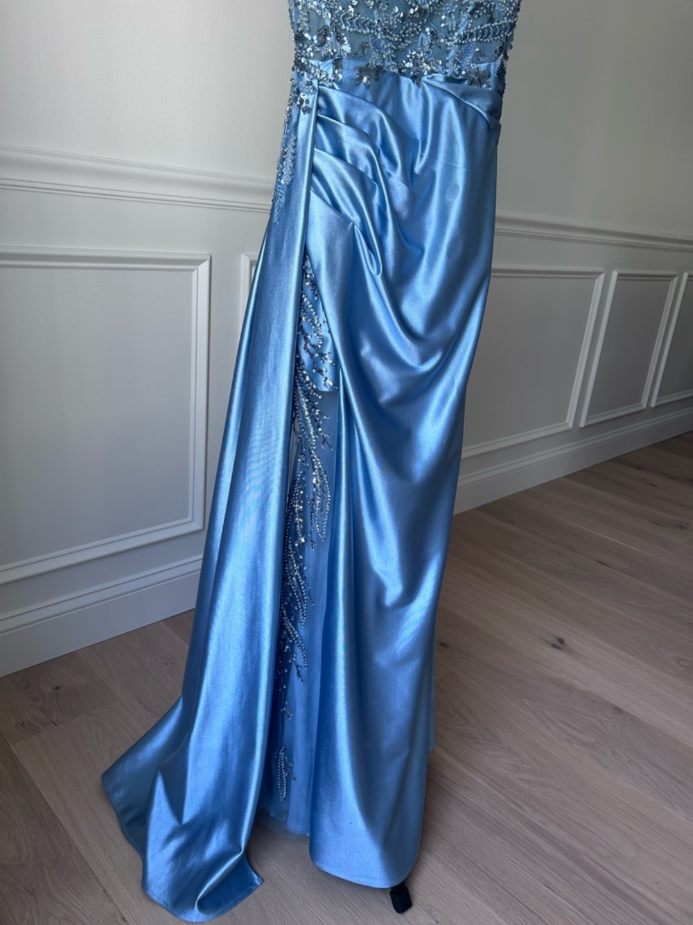 Blue Satin DRESS / BRIDESMAID DRESS / EVENING DRESS - Picture 9 of 10